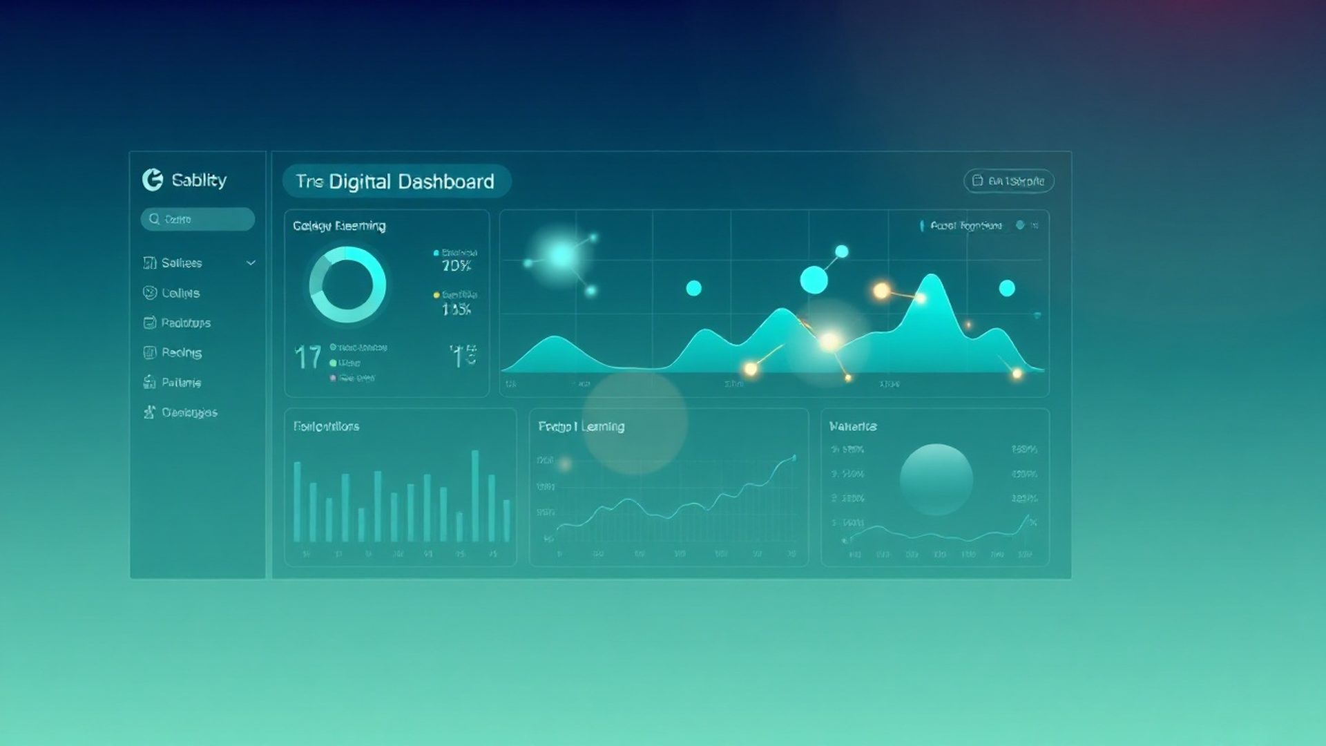 Ilustracija dashboarda za praćenje učenja u teal paleti
